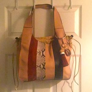 VINCE CAMUTO,” Leather bag, tan/black/red/snake🌸